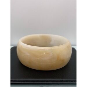 Chunky Neutral Cream Swirl Acrylic Bangle Bracelet